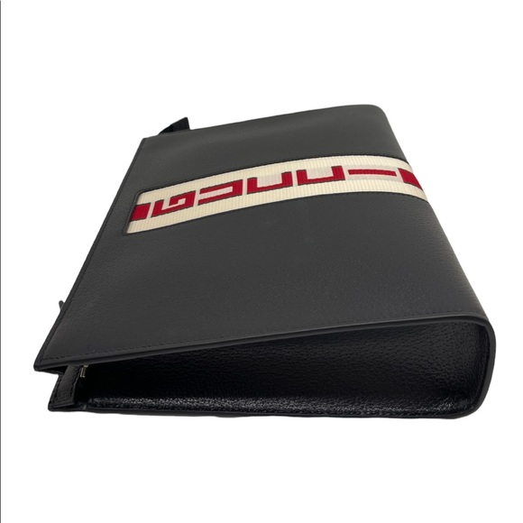 Gucci New Logo Cosmetic Case/ Pouch/ Clutch/ Black Leather Logo Portfolio - Picture 6 of 11